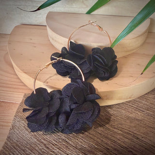 Boucles d’oreilles fleuris "Puanui" uni intense - Cuivre