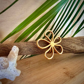 Bague ajustable fleur tropicale "Alma" - Acier Inoxydable