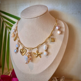 Collier breloques "Yaël" - Acier inoxydable doré