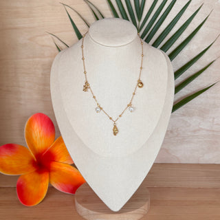 Collier breloques - Tropicale "Ysée" - Acier inoxydable et perles
