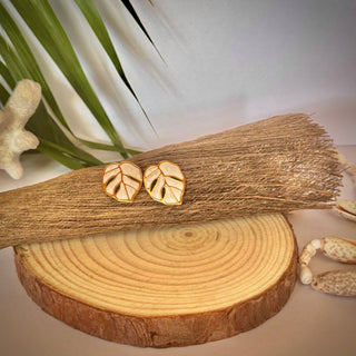 Boucles d’oreilles feuille tropicale "Mélina" - Acier inoxydable