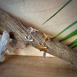 Bague ajustable feuilles tropicales "Aelia" - Acier inoxydable