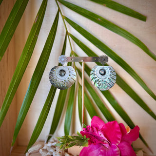 Boucles d'oreilles - Nacre gravée et sculptée