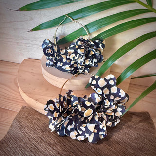 Boucles d’oreilles - Fleurs en tissu "Puanui XL" - Cuivre
