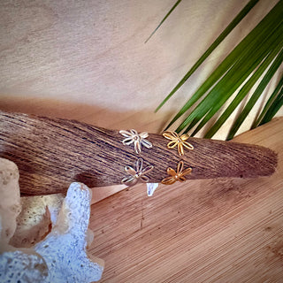 Bague ajustable feuilles tropicales "Aelia" - Acier inoxydable