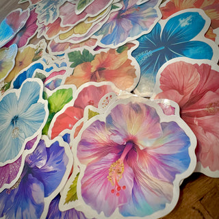 Autocollants glossy - Thème Hibiscus