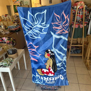 Serviette de plage - Hinano - Monoi navy