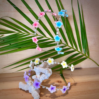 Serre-tête - Fleur de frangipanier et strass