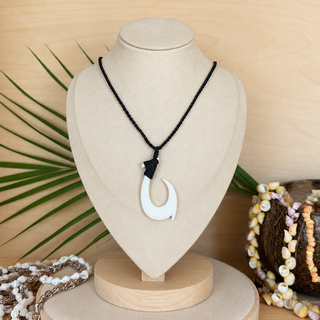 Collier cordon ajustable - Hei matau n°1 - Os de yak