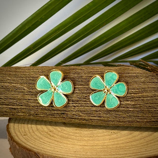 Boucles d'oreilles - Fleur "Amélia" - Acier inoxydable et émail