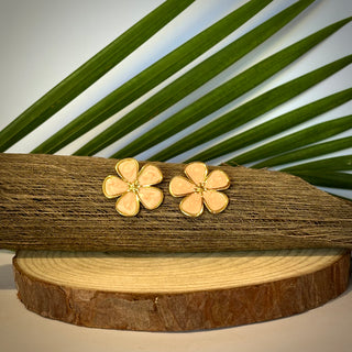 Boucles d'oreilles - Fleur "Amélia" - Acier inoxydable et émail