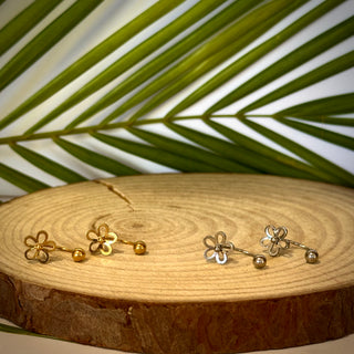 Boucles d'oreilles / Ear Jacket - Fleur "Flora" - Acier inoxydable