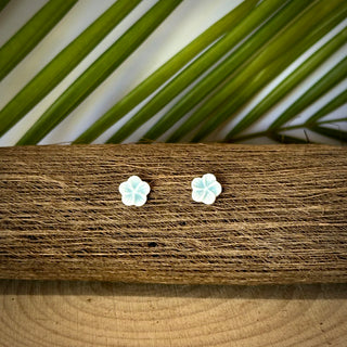 Clous d'oreilles - Hibiscus "Aute Hi'o" dégradé - Acier inoxydable et céramique