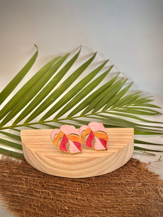 Boucles d’oreilles feuille tropicale "Apeutiuti" - Cuivre