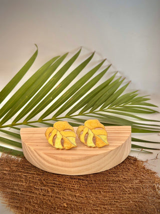 Boucles d’oreilles feuille tropicale "Apeutiuti" - Cuivre