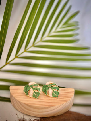 Boucles d’oreilles feuille tropicale "Apeutiuti" - Cuivre