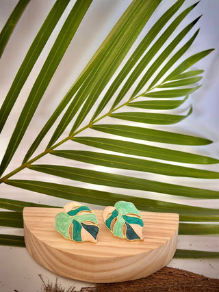 Boucles d’oreilles feuille tropicale "Apeutiuti" - Cuivre