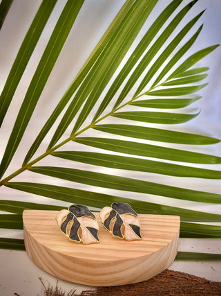 Boucles d’oreilles feuille tropicale "Apeutiuti" - Cuivre