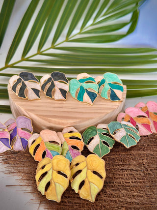 Boucles d’oreilles feuille tropicale "Apeutiuti" - Cuivre