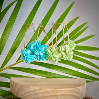 Boucles d’oreilles fleuris "Puanui" Pastel uni - Cuivre