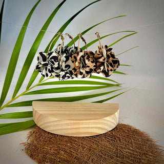 Boucles d’oreilles fleuris "Puanui" Léopard - Cuivre