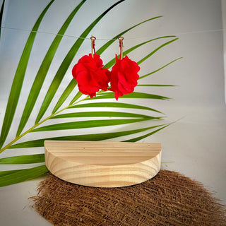 Boucles d’oreilles fleuris "Puanui" uni intense - Cuivre