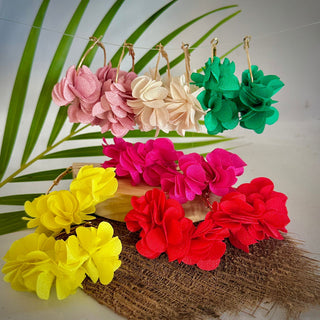 Boucles d’oreilles fleuris "Puanui" uni intense - Cuivre